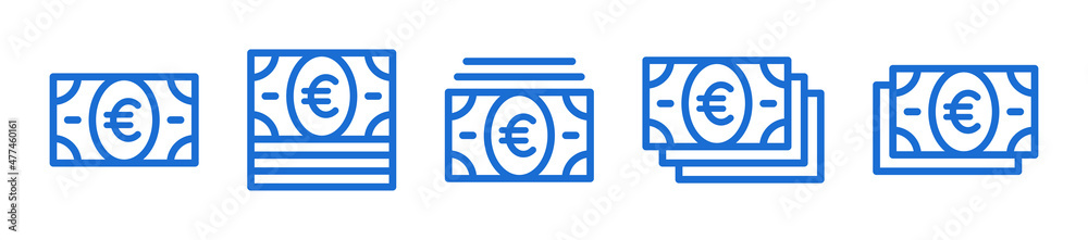 Euro banknote stack icon. Euro money bill icon vector illustration. Euro banknote stack icon. Euro money bill icon vector illustration.