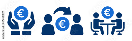 Euro currency icon set. Business financial symbol vector illustration.