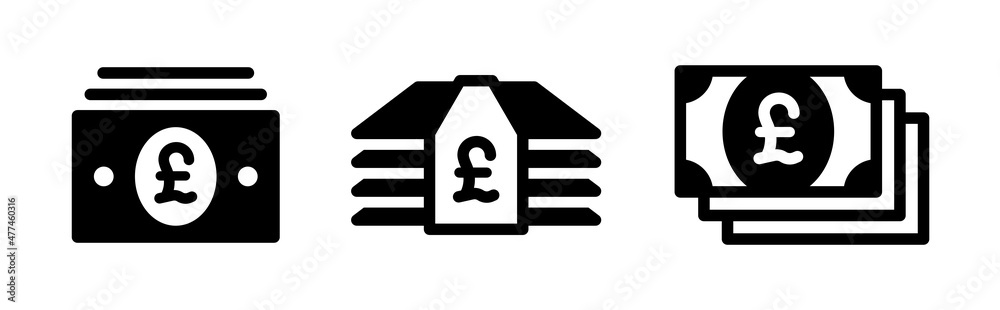 Obraz premium Pound banknotes stack icon. Pound sterling currency icon vector illustration.