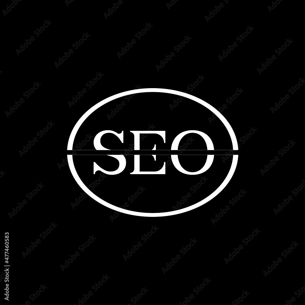 SEO letter logo design with black background in illustrator, vector logo modern alphabet font overlap style. calligraphy designs for logo, Poster, Invitation, etc.	
