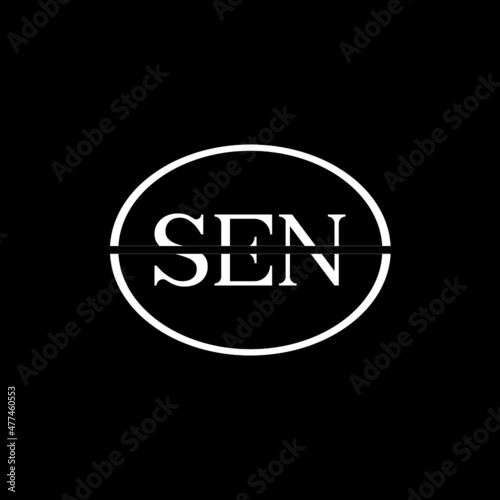 SEN letter logo design with black background in illustrator, vector logo modern alphabet font overlap style. calligraphy designs for logo, Poster, Invitation, etc.	