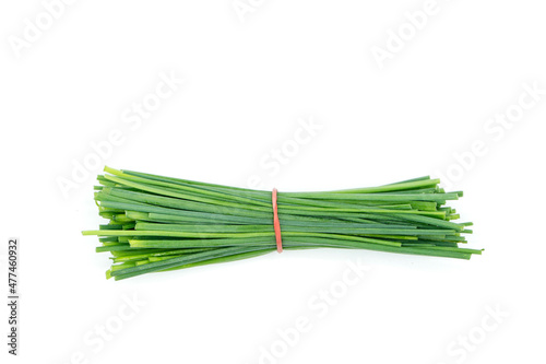 chives isolated on white background top view