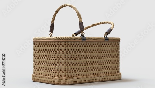 Foto Bicker basket with shade on the ground illustration 3D