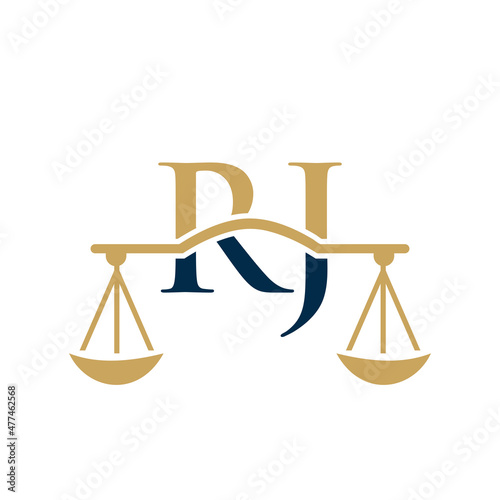 Law Firm Letter RJ Logo Design. Lawyer, Justice, Law Attorney, Legal, Lawyer Service, Law Office, Scale, Law firm, Attorney Corporate Business RJ Initial Letter Logo Template
