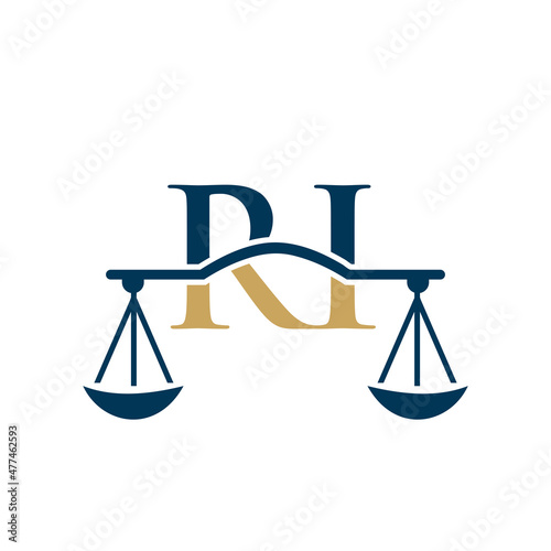 Law Firm Letter RI Logo Design. Lawyer, Justice, Law Attorney, Legal, Lawyer Service, Law Office, Scale, Law firm, Attorney Corporate Business RI Initial Letter Logo Template