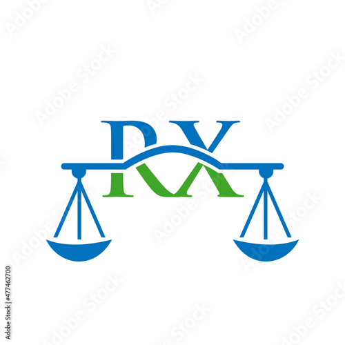 Law Firm Letter RX Logo Design. Lawyer, Justice, Law Attorney, Legal, Lawyer Service, Law Office, Scale, Law firm, Attorney Corporate Business RX Initial Letter Logo Template