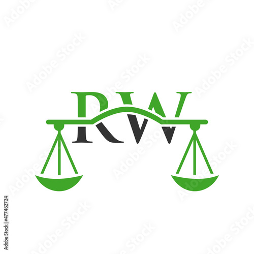 Law Firm Letter RW Logo Design. Lawyer, Justice, Law Attorney, Legal, Lawyer Service, Law Office, Scale, Law firm, Attorney Corporate Business RW Initial Letter Logo Template