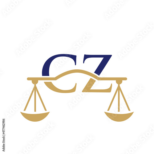 Law Firm Letter CZ Logo Design. Lawyer, Justice, Law Attorney, Legal, Lawyer Service, Law Office, Scale, Law firm, Attorney Corporate Business CZ Initial Letter Logo Template