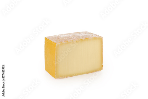 piece of hard cheese on white background isolated