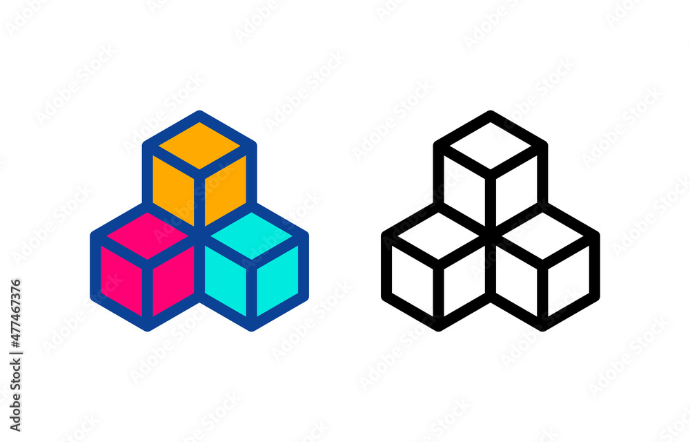 3d cubes icon special collection colorful icon set. Upload geometric cubes vector. Design element linear icon symbol. Editable linear icon set. 3d cubes icon special collection colorful icon set. Upload geometric cubes vector. Design element linear icon symbol. Editable linear icon set.