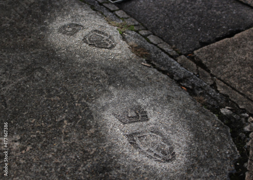 地面についた足跡