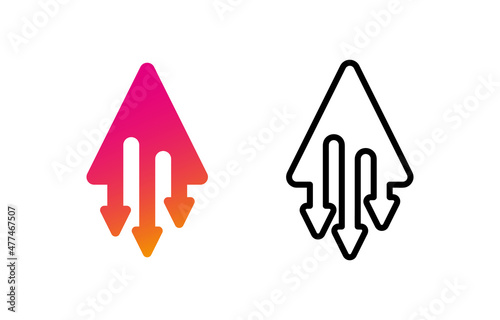 Start and arrow icon special collection colorful icon set. Upload forward and backward arrow types vector. Design element linear icon symbol. Editable linear icon set.