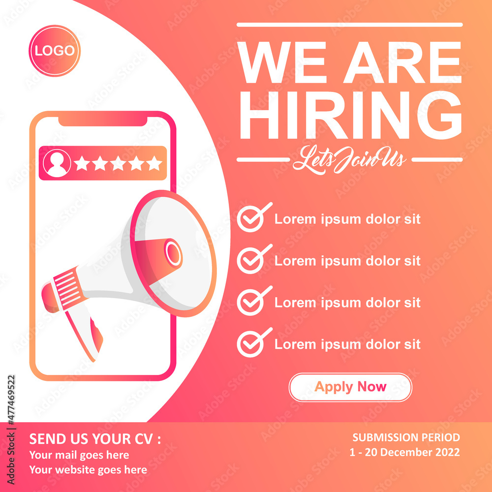 We Are Hiring Job Instagram Post