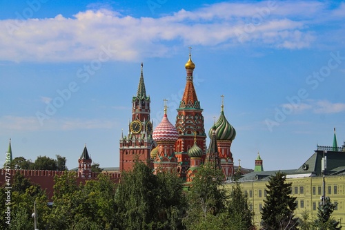 St. Basil's Cathedral at famous Red Square in the heart of Moscow in Russia 