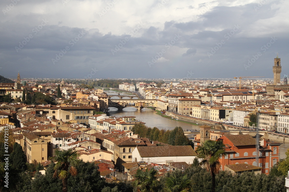 View of the city of Florence from the Piazzale Michelangelo (Michelangelo Square).