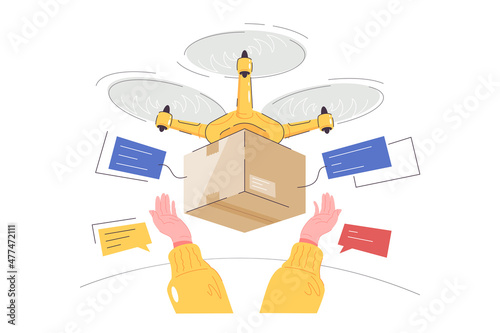 Delivery of goods by air using flying drones
