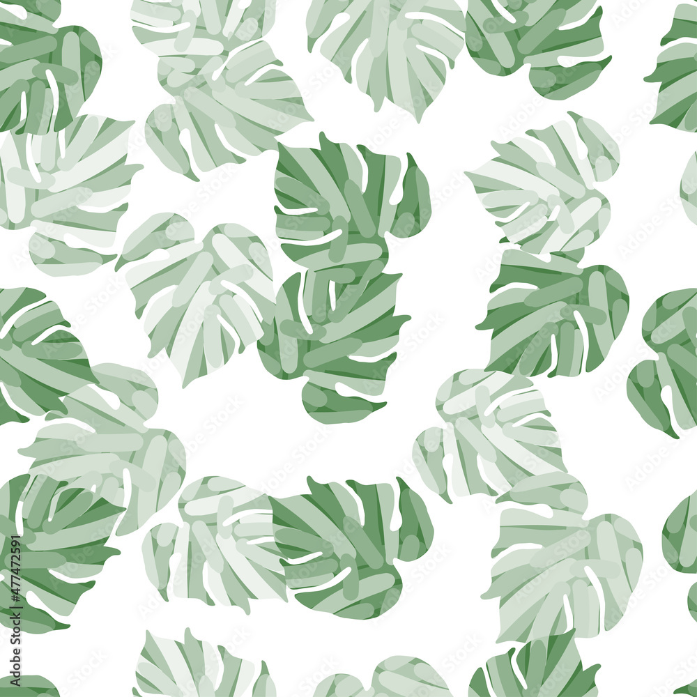 Obraz Monstera leaves tropical seamless pattern. Palm leaf endless wallpaper.