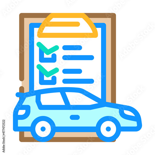 check list car service color icon vector. check list car service sign. isolated symbol illustration
