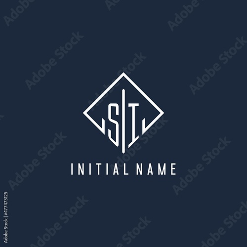 SI initial logo with luxury rectangle style design