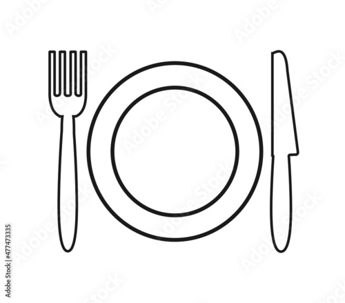 Cutlery thin icon on white background
