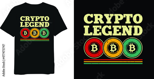 Crypto Legend Retro Bitcoin T-shirt Design Template
