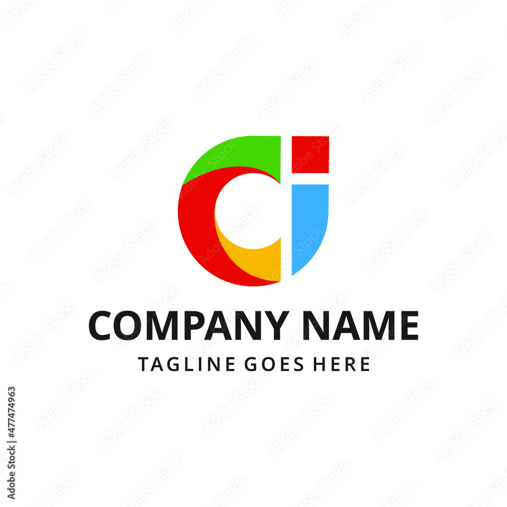 Creative modern abstract illustration of initials CI with circle. logo design template Creative modern abstract illustration of initials CI with circle. logo design template