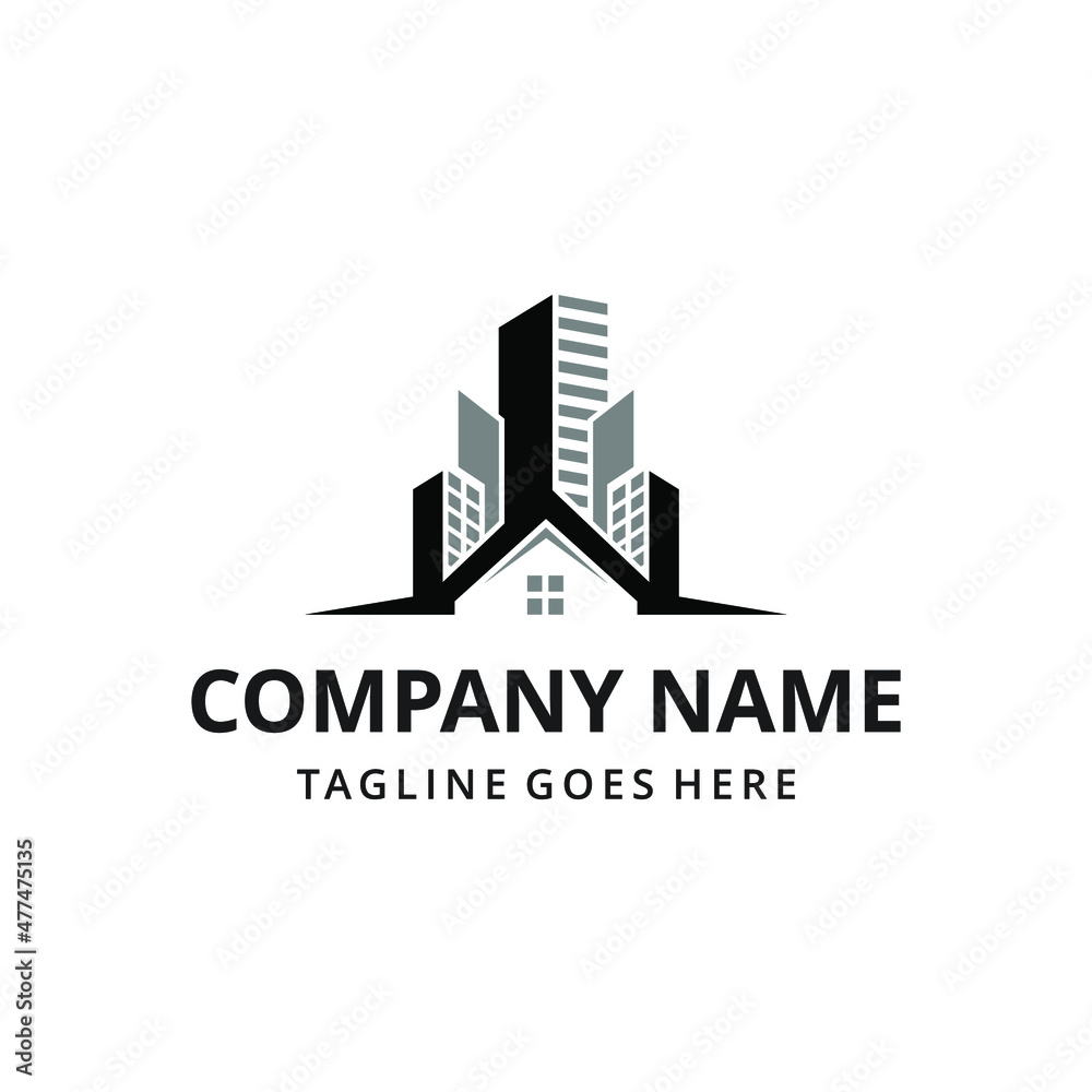 Illustration abstract building tower house construction investment logo design vector