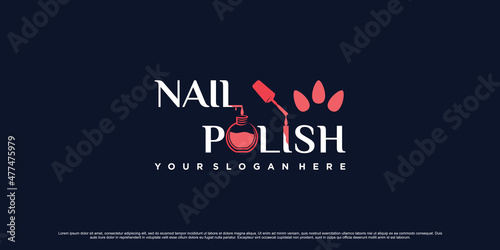 Nail polish logo design for beauty nail salon with creative modern concept Premium Vector