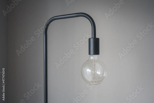 Minimalistic Norwegian Style Black Floor Lamp with Big Light Bulb 