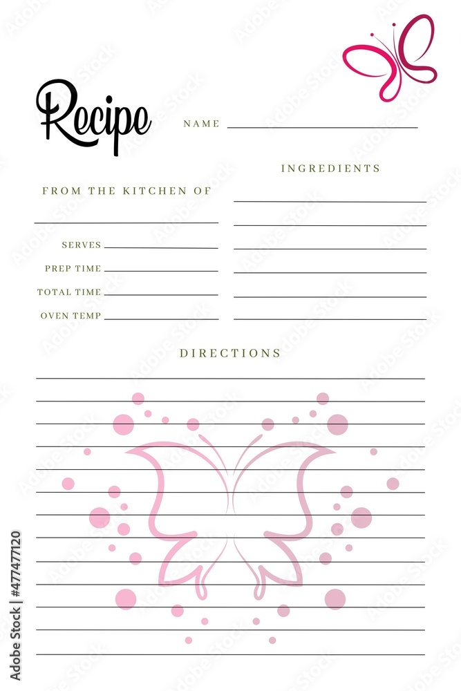 © edgard - Blank Recipe Book Butterfly Template, Black Pages Sheet Organizer Binder, DIY, Kitchen Cookbook