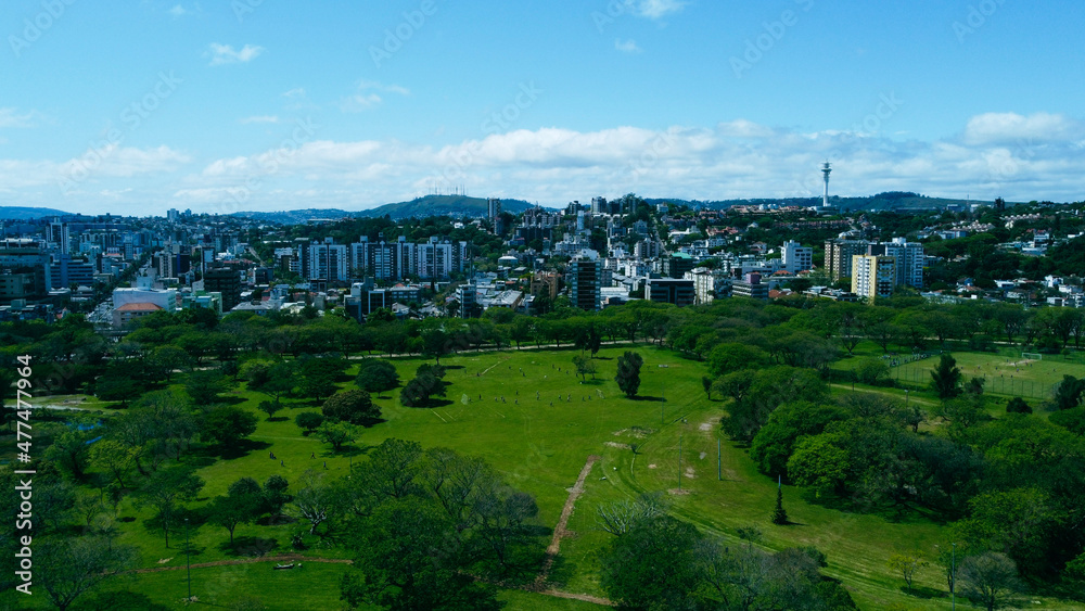 view of the park and the city