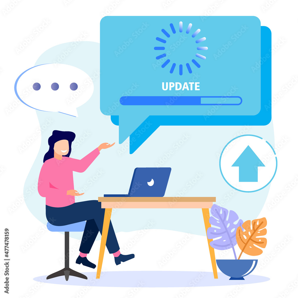Illustration vector graphic cartoon character of system update