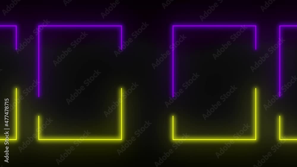 Animated neon glowing frame background. Colorful laser show seamless loop 4K border. Futuristic light effect isolated on black. VJ backdrop for club, show, music video, presentation. 3D animation Animated neon glowing frame background. Colorful laser show seamless loop 4K border. Futuristic light effect isolated on black. VJ backdrop for club, show, music video, presentation. 3D animation