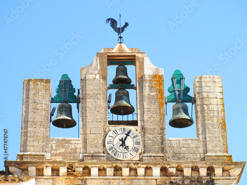 Cathedral of Faro or Se catedral de Faro with a bell tower at the Algarve coast of Portugal