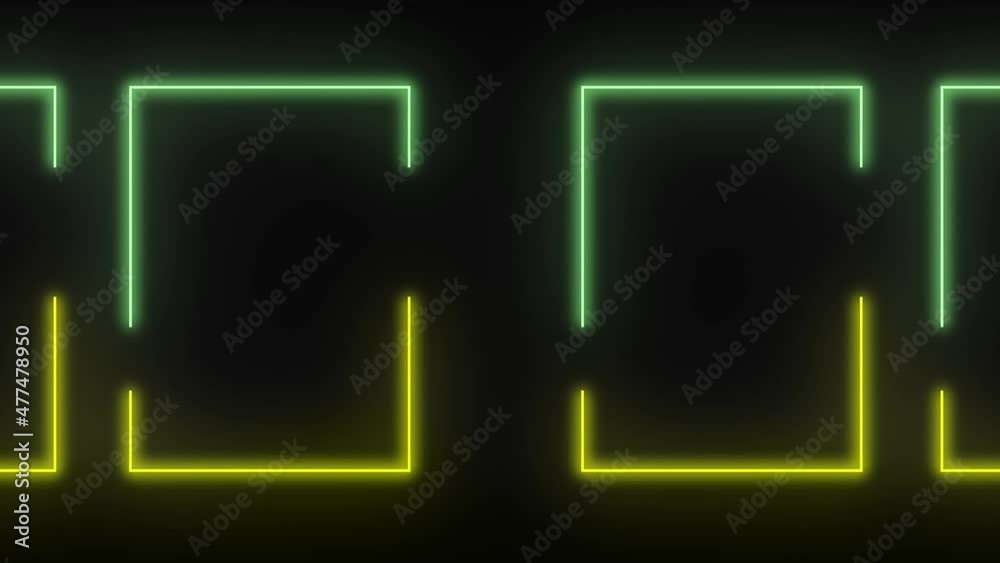 Animated neon glowing frame background. Colorful laser show seamless loop 4K border. Futuristic light effect isolated on black. VJ backdrop for club, show, music video, presentation. 3D animation Animated neon glowing frame background. Colorful laser show seamless loop 4K border. Futuristic light effect isolated on black. VJ backdrop for club, show, music video, presentation. 3D animation