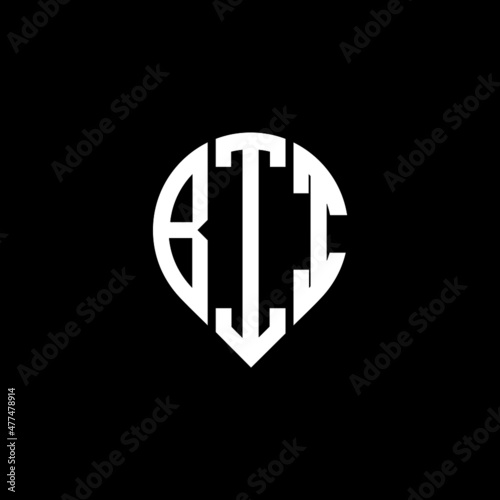 BII letter logo design on black background. 
BII circle letter logo design with ellipse shape.
BII creative initials letter logo concept. BII logo vector.