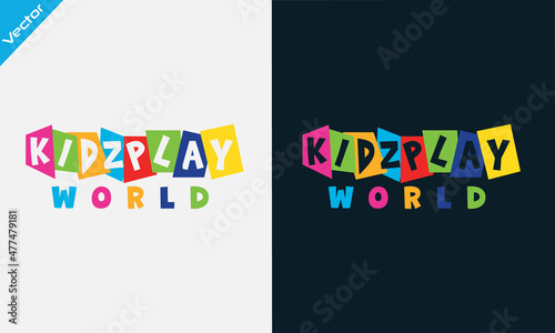 Kids text Kindergarten Logo design vector template photo