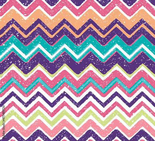 Doodled Geo Chevron Seamless Vector Pattern - in fun tween colors. Repeating patterns are great for webpage backgrounds, packaging, or surface designs.