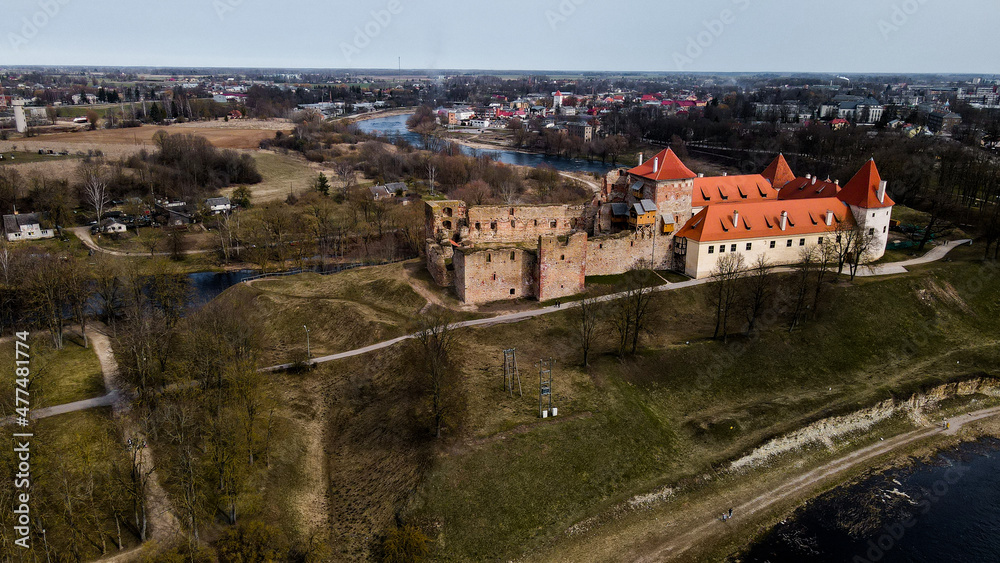 panorama  of old  castle and river 