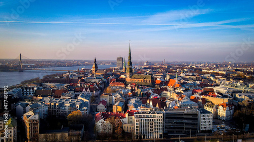 old town center of Riga in sunny morning