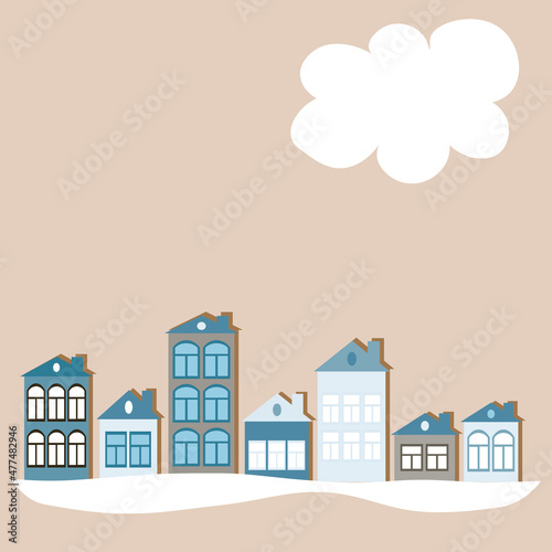 a European town  houses. Design element of books  notebooks  postcards  interior items