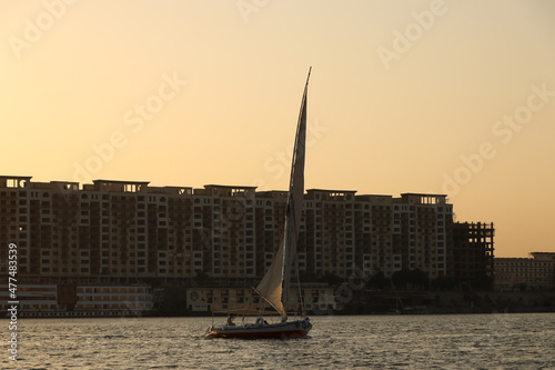 sailing boats  in nile  river egypt