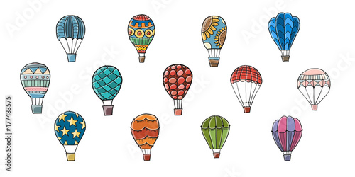Obraz na plátně Hot Air Balloon isolated on white. Sketch for your design