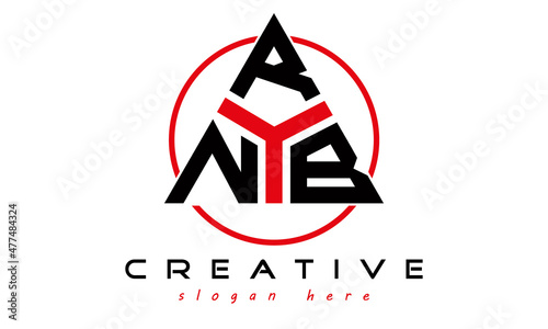 triangle badge with circle NRB letter logo design vector, business logo, icon shape logo, stylish logo template photo
