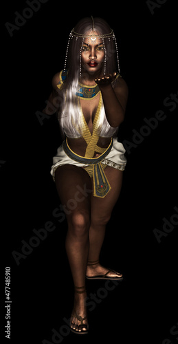 3D Egypt woman in the dark