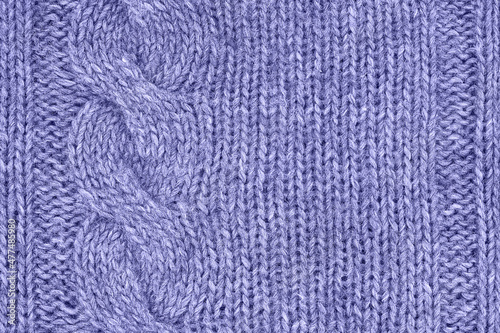 Lilac very peri knitted texture, handmade knitwear. Background
