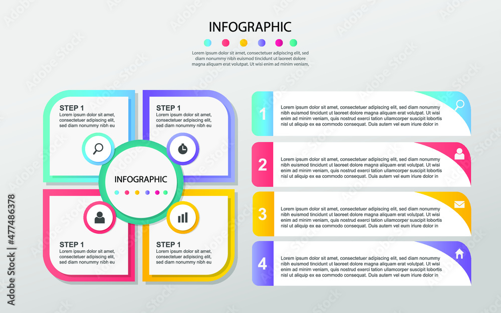 Business infographic design template with options, steps or processes. Can be used for workflow layout, diagram, annual report, web design