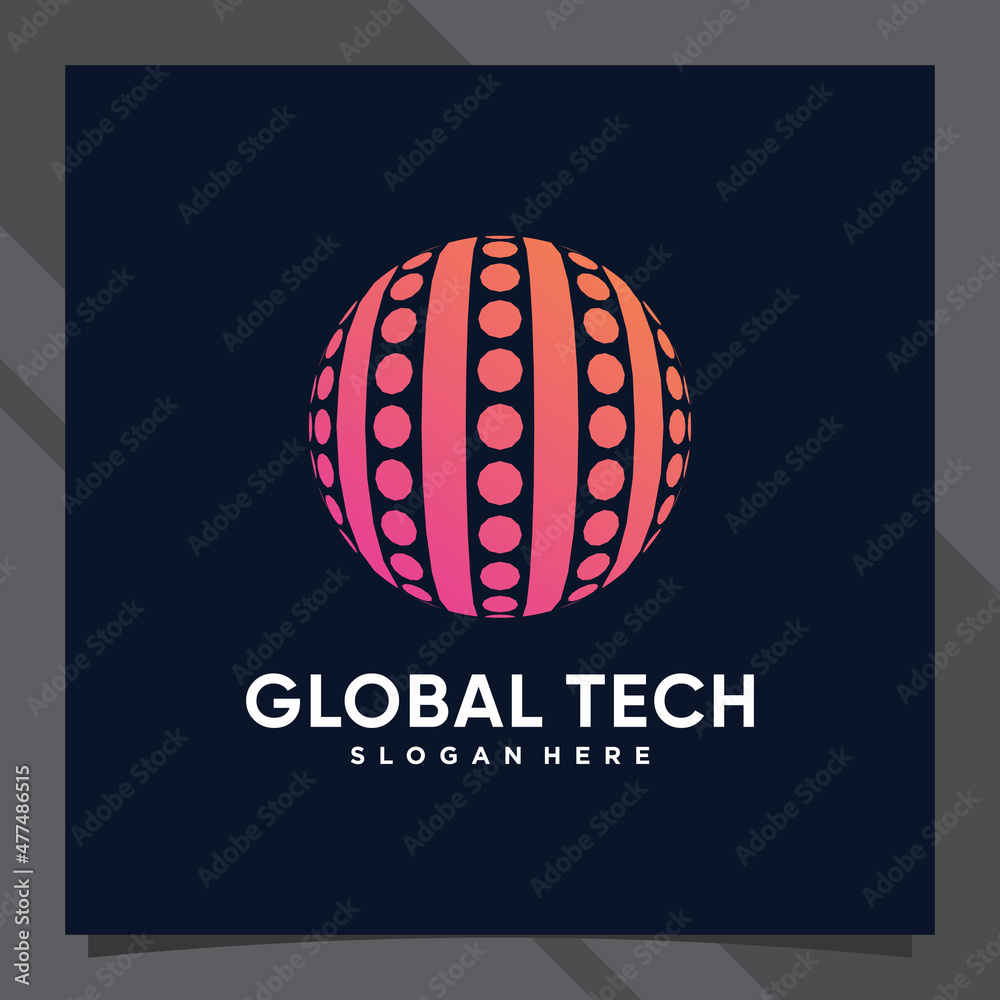 Creative global logo design technology for business company or personal with unique concept Creative global logo design technology for business company or personal with unique concept