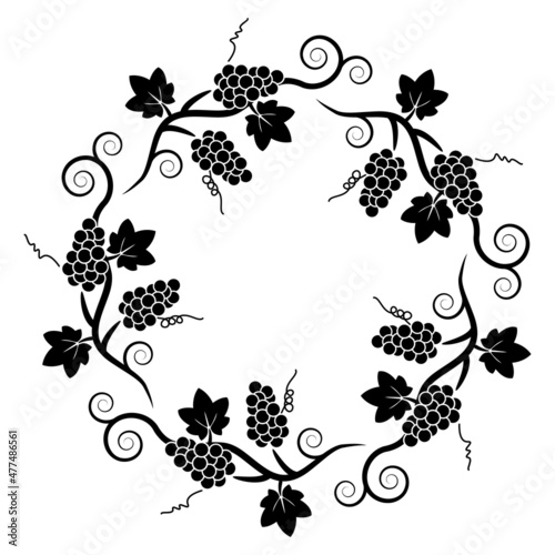vector black and white decoration pattern of grape vine