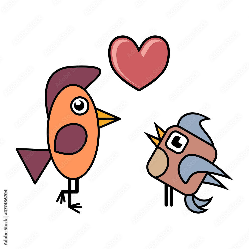 Birds in love. Illustration of a bird in love on a white background Birds in love. Illustration of a bird in love on a white background